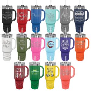 Polar Camel 40 oz. Coral Travel Mug with Handle, Straw Included